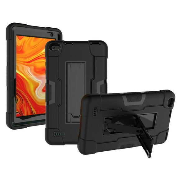 Goldcherry for MatrixPad Z1/S7 7" Case,Fusion5 Tab F704Bv2 Case,Shockproof Silicone Stand Cover Hybrid Rugged Armor Full Body Protective For 7 inch Vankyo MatrixPad Z1/S7/F704Bv2(Black Black)