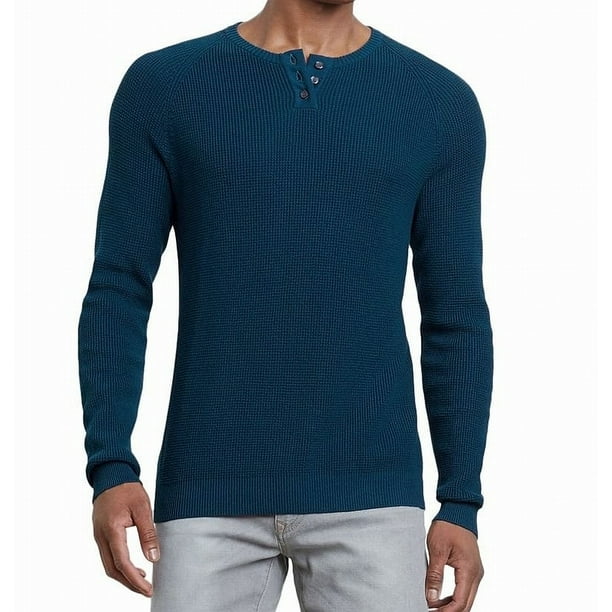Cole Reaction Mens Henley Thermal Sweater 2XL