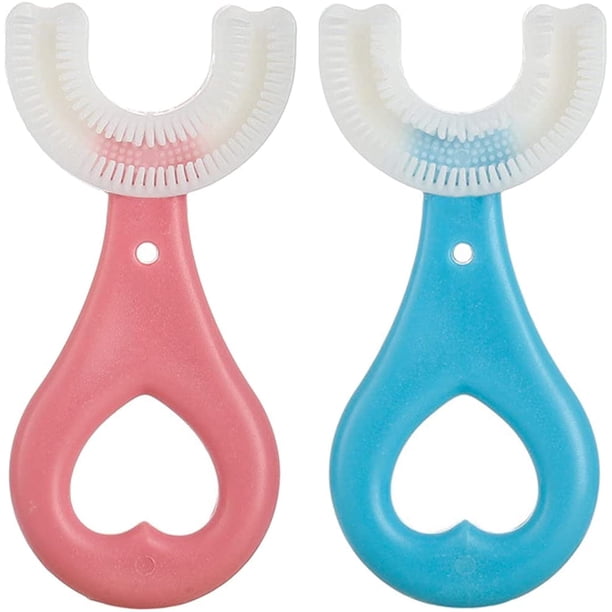 cepillos de dientes en forma de U para niños, cepillo de dientes de entrenamiento manual, cabezal de cepillo de silicona suave de grado alimenticio, diseño de limpieza de dientes bucales de 360° para niños pequeños y niños (S (de 2 a 6 años)) Sailing Electrónica