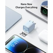 Anker USB C GaN Charger 30W Adapter Nano 3 PIQ 3.0 Fast Charging Foldable ,Misty Blue