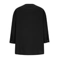 thumbnail image 5 of Staron Spring Summer Casual Blouse for Women Vintage V Neck 3/4 Sleeve Button Down Pleated Loose Flowy Shirt with Pockets, Black L, 5 of 7