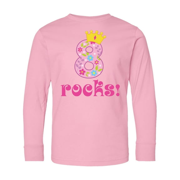 Inktastic 8th Birthday Rocks Girls 8 Year Old Long Sleeve Youth T-Shirt