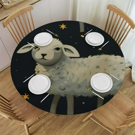 

BCIIG Stars Round Table Cover Stain Resistant and Washable Perfect for Indoor and Outdoor Use Waterproof Fabric for Picnic and Parties Kitchen and Dining Essential 46 -50