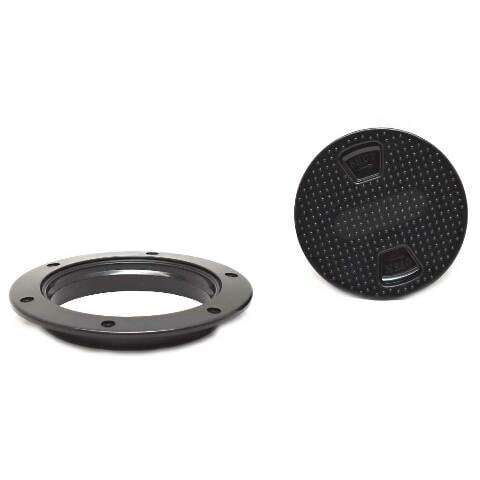 Beckson Boat Screw-out Deck Plate DP42-B  | 6 Inch Black Plastic