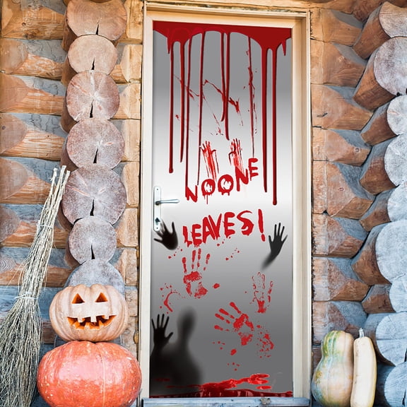 Halloween Bloody Handprint Window Decals - 2PC Realistic Fake Blood Stains Wall Stickers for Door Glass Party Haunted House Decor, Easy Remove Spooky Decorations
