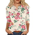 thumbnail image 1 of 2025 Femmes Décontracté V Pack de Col Roulé Haut pour Femmes Col Dégradé Coloré T-Shirts Géométriques Spandex Imprimé Bouton Trois Quarts Musculation Manches Longues T-Shirt Manches, 1 of 4