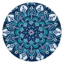 Boho Round Tablecloth for 45–52" Tables, Elastic Hem, Waterproof Oxford Fabric for Kitchen, Balcony, and Holiday Meals