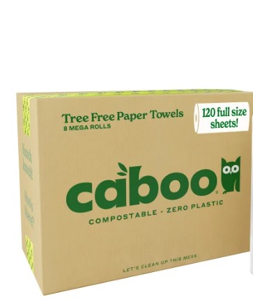Caboo Bamboo Paper Towels, 2-ply, 120 Sheets, 8 Rolls