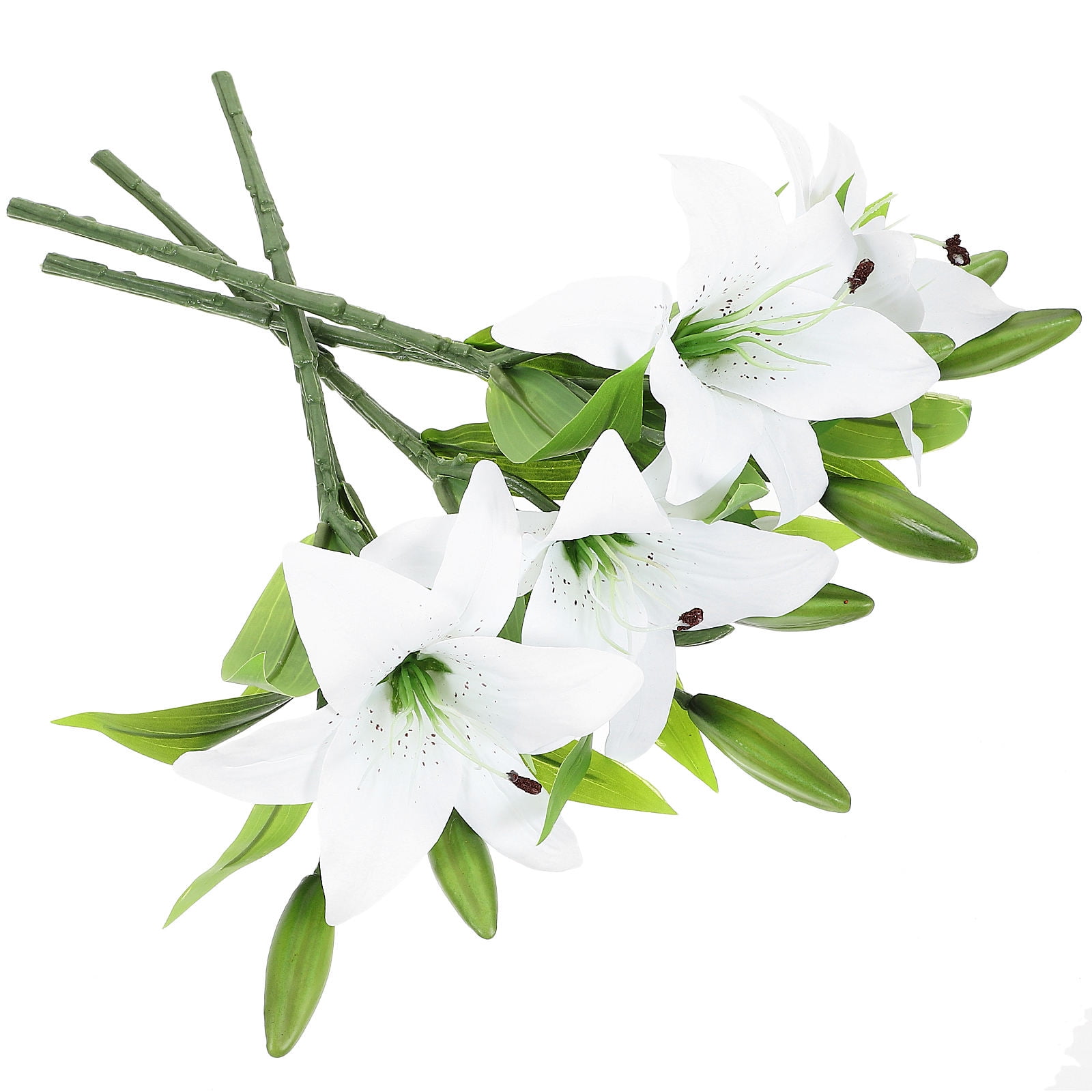 FOLOYORI 4Pcs Lily Bouquet White Real Touch PVC Artificial Greenery and Flowers for DIY Wedding Decor
