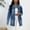 Dark Blue, variant on Asgosdo Women's Jeans Jacket Button Down Long Sleeve Lapel Ripped Trucker Coat Casual Boyfriend Denim Jacket