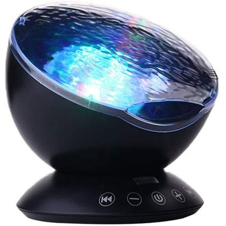 Ocean Wave Projector, Night Light Projector with Remote Control Timer, Dimmable 7 Colors LED Lighting Modes Music Speaker Water Lamp for Kids Adults Bedroom Gifts Party Decorations (Black)