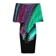 thumbnail image 5 of Alaskan Aurora Aurora Borealis Northern Lights Women's Off The Shoulder Ruffles Summer Wedding Guest Loose Casual Party Beach Dress, 5 of 9