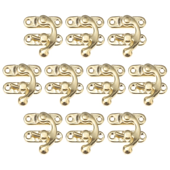 BERTDOMD 20pcs Metal Hasp Clasp Latch Lock Antique Box Toggle Latch Vintage Horn Lock for DIY Crafts Wood Jewelry Box Cabinet Toolbox Suitcases Golden