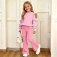 thumbnail image 6 of CYRBOKO Girls 2‑Piece Outfit Set, Bow Casual Elastic Waist Fall Winter Long Sleeve Tops and Flare Pants Pink Size 9-10 T, 6 of 8