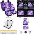 thumbnail image 4 of Yuyamidu Dolphin Car Seat Cover Set of 15 Purple Moon Car Carpet Mats Universal Steering Wheel Cover Seat Belt Covers Car Cup Holders Gear Shift Knob Cover 15 PCS, 4 of 6
