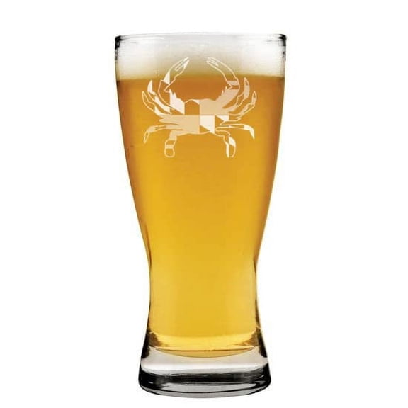 15 oz Beer Pilsner Glass Gift Maryland Crab