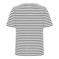thumbnail image 3 of Timegard Tops for Women Striped Drop Shoulder Short Sleeve Basic Tee Shirts Casual Crewneck Comfy Top, 3 of 4