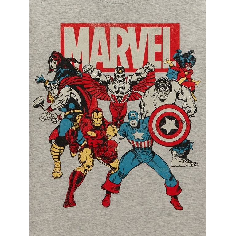 The Avengers Boys Short Sleeve Classic Comic Graphic T-Shirt, 2-Pack, Sizes XS-XXL The Avengers Boys Short Sleeve Classic Comic Graphic T-Shirt, 2-Pack, Sizes XS-XXL