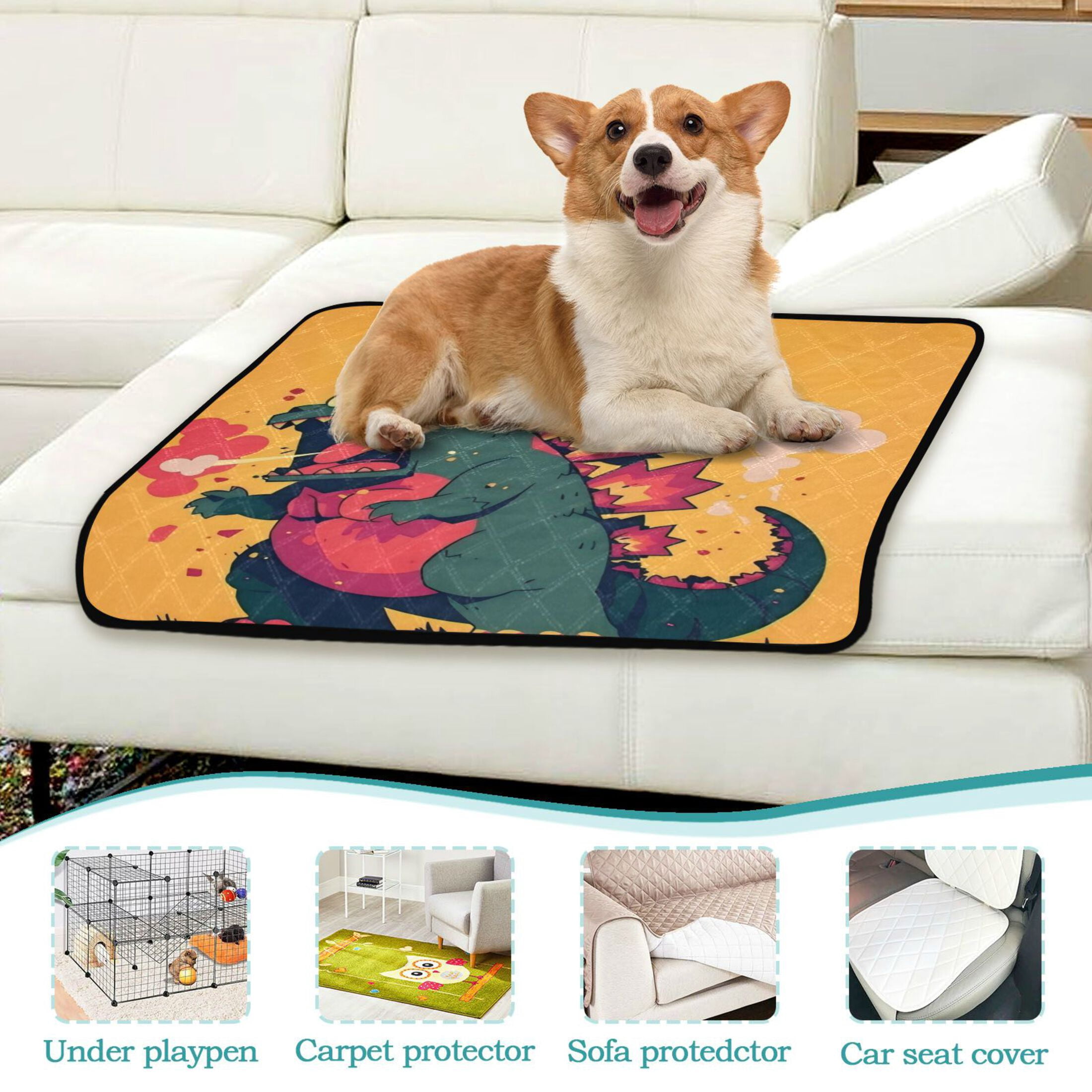 Qxltty Giant Dinosaur Cat litter Pads Pet Set of 3 Diaper Mats Center Anti-leakage Layer Absorbent Soft and Comfortable