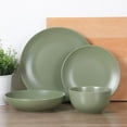 thumbnail image 4 of Gibson Home Queenslane 16 Piece Double Bowl Plates and Bowls Dinnerware Sets - Matte Green, 4 of 6