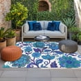 thumbnail image 2 of Blue Boho Floral Outdoor Rug for Patio/Deck/Porch, Non-Slip Large Area Rug 6 x 9 Ft, Abstract Art Paisley Flower Indoor Outdoor Rugs Washable Area Rugs, Reversible Camping Rug Carpet Runner, 2 of 8