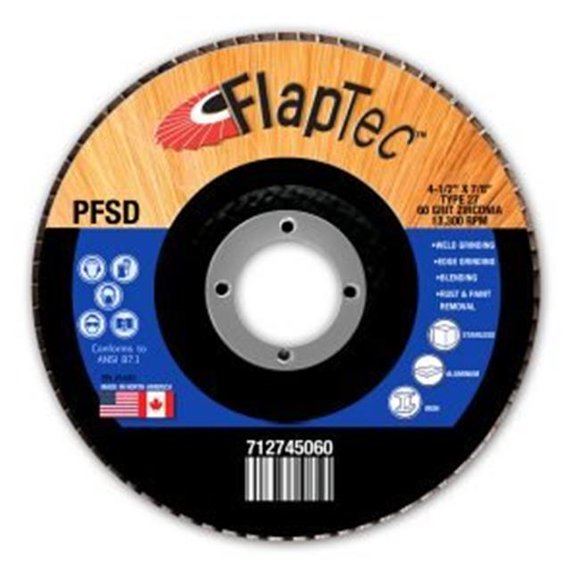 Gemtex Abrasives GT712745040 4.5 x 0.87 in. 40G Flap Disc - Pack of 5