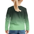 thumbnail image 4 of YLSDY Fashion Girls Casual Twist Front Lightweight Sweatshirt Gradient Tie Dye Printed Long Sleeve Crop Tops Pullover Green 7 Years, 4 of 6