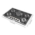 thumbnail image 3 of 30 Inch Gas Cooktop, 5 Burner Built-in Gas Stove Top LPG/NG Convertible, Black Tempered Glass Gas Hob with Battery Pulse Ignition, 1/2" Gas Connection, Drop-in Kitchen Cooktop for Home & Restaurant, 3 of 15