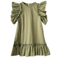 thumbnail image 1 of Robes pour Adolescentes Été Bord à Volants Nouvelle Coupe Ample Longue Mode Princesse Robe Verte 4-5 Ans, 1 of 3