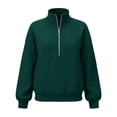 thumbnail image 6 of Dgankt Women's Half Zip Hooded Pullover Sweatshirt Long Sleeve Drop Shoulder with Side Pockets, 6 of 7