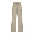 thumbnail image 3 of USNSM Women's Casual Pants Cotton Linen Lightweight Relaxed Fit Pants Elastic Waist Plus Size Solid Color Lounge Trousers Khaki XXL, 3 of 4