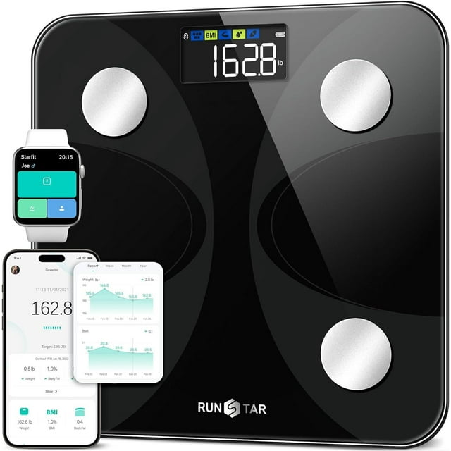 RUNSTAR Báscula Inteligente para Peso Corporal y Porcentaje de Grasa, Báscula Digital de Alta precis
