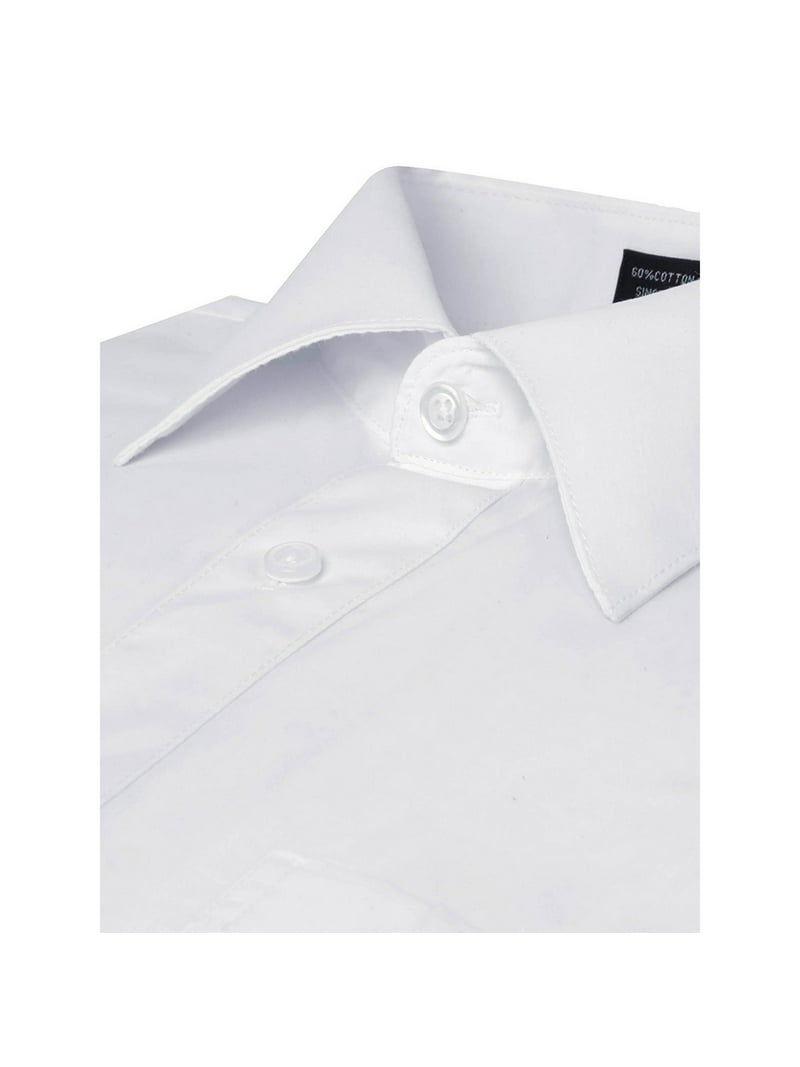 5xl white dress shirt Omega Men's Designer Short Sleeve Dress Shirt in White, Size 5XL