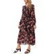 thumbnail image 4 of VESTIDOS DE GASA PARA MUJER INSPIRE CHIC, MANGAS LARGAS SEMI TRANSPARENTES, VOLANTES EN CAPAS, VESTIDO FLORAL BOHO CON BOLSILLO, NEGRO ROJO FLORAL M, 4 of 6