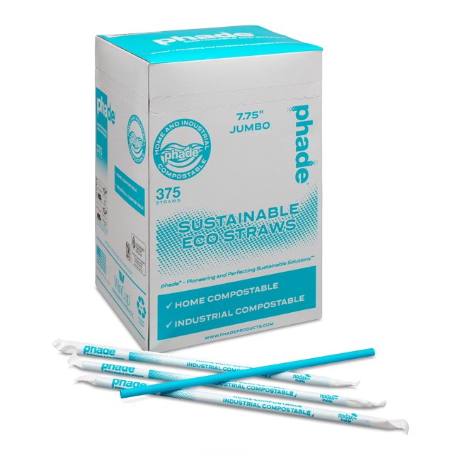 Pajitas para beber Jumbo Phade Eco-Friendly de 7.75 pulgadas, 3.750 quilates x 10
