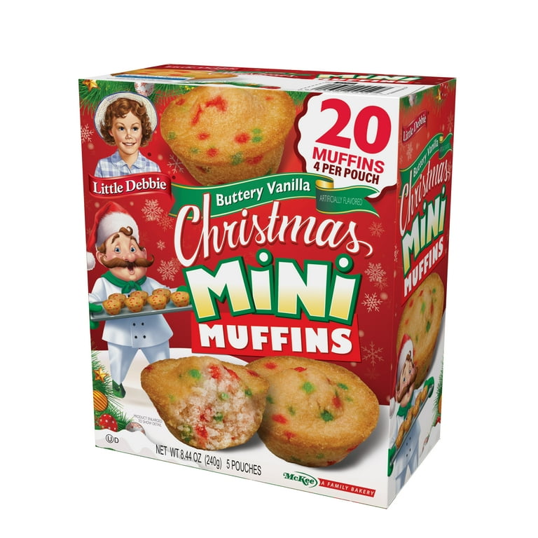 (3 pack) Little Debbie Christmas Buttery Vanilla Mini Muffins, 8.44 oz, 5 Count