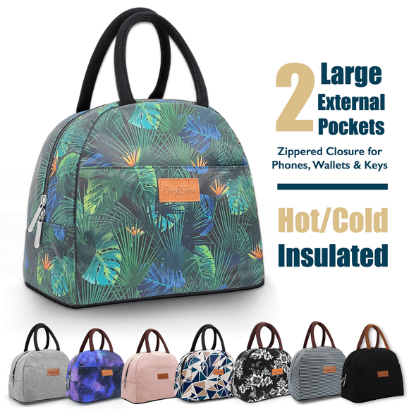 ComfiTime Bolsa de Almuerzo Térmica para Mujeres, Gran Capacidad de 8 L o 14 Latas, Linda Bolsa para Trabajo, Escuela, Bolsillo Adicional con Cremallera para Billetera y Teléfono