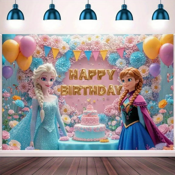 Frozen Birthday Party Backdrop Banner - Perfect for Indoor/Outdoor Celebrations, Ideal Gift for Family & Friends, Celebration Banner | Princess Theme