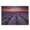 thumbnail image 1 of Dark Purple Cutting Board, Lavender Field Photo with Burnt Sienna Toned Sunset Sky Tree Silhouettes, Decorative Tempered Glass Cutting and Serving Board, in 3 Sizes, by Ambesonne, 1 of 2