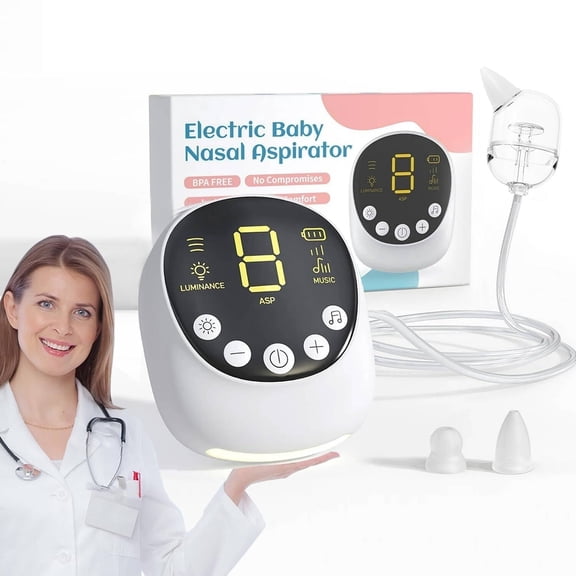 Morfone Nasal Aspirator for Baby, Hospital Grade Electric Nose Sucker with 9 Levels Suction, Automatic Nose Cleaner with 2 Silicone Tips, Night Light and Nursery Rhyme