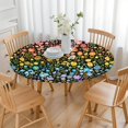 thumbnail image 3 of Dark Pioneer Flower Pattern Round Fitted Tablecloth with Elastic Edge,Dining Table Cover Waterproof,Outdoor Round Tablecloth for Camping,Dining,Indoor and Outdoor, 3 of 7