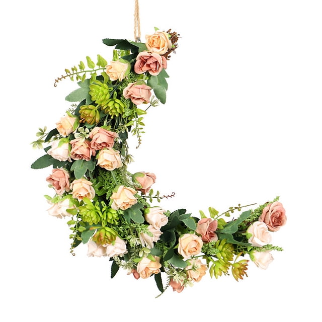 Colgante decorativo en forma de luna de rosa de imitación decoración para festivales de bodas cuerno vid rosa plantas verdes suculentas ANGGREK Otros
