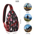 thumbnail image 5 of Sling Backpack,Black and Pink Christmas Tree Pattern Sling Bag with Water Bottle Holder,Waterproof Sling Bag for Men/Women with Headphone Jack for Hiking,Travel, 5 of 6