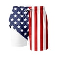 thumbnail image 5 of Kids Boys USA 250th Anniversary Stars and Stripes Print Swim Trunks Knee Length Double Layer Design Patriotic Theme Casual Summer Beach Shorts Blue 5 Years-6 Years, 5 of 5
