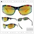 thumbnail image 2 of Color Camouflage Metal Frame Wrap Around Oval Sport Sunglasses Rainbow Leopard - Orange Mirror, 2 of 8