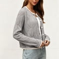 thumbnail image 5 of Xdegoge Cardigan Sweaters for Women Lightweight Button Down Crewneck Long Sleeve Pointelle Knit Sweaters Hollow Out Fall Winter Elegant Soft Crochet Knitwear, 5 of 9