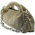 thumbnail image 3 of NANAHuang Bling Full Glitter Knotted Handbag for Women Crystal Rhinestone Hobo Dumpling Bag Diamond Evening Clutch Crossbody Bag, 3 of 6