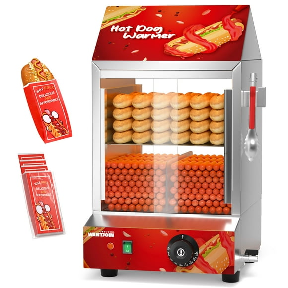 Vaporizador para salchichas WantJoin, 2 niveles, eléctrico, 27 L, 24,52 cuartos de galón, con calentador de bollos