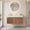 Brown Oak / Roma Travertine, variant on 24” Floating Bathroom Vanity with Sink, Wall-Mounted Cabinet with Doors, Gray Travertine Sintered Stone Top, Undermount Basin, 3-Hole Faucet, Soft-Close, Pre-Assembled, Light Brown