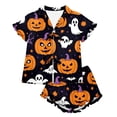 thumbnail image 7 of Halloween Pajama Set for Women Halloween Print Short Sleeve Top and Shorts 2 Piece Separate Casual Sleep Loungewear, 7 of 7